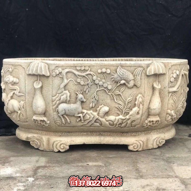 大型戶外庭院浮雕魚(yú)缸擺件