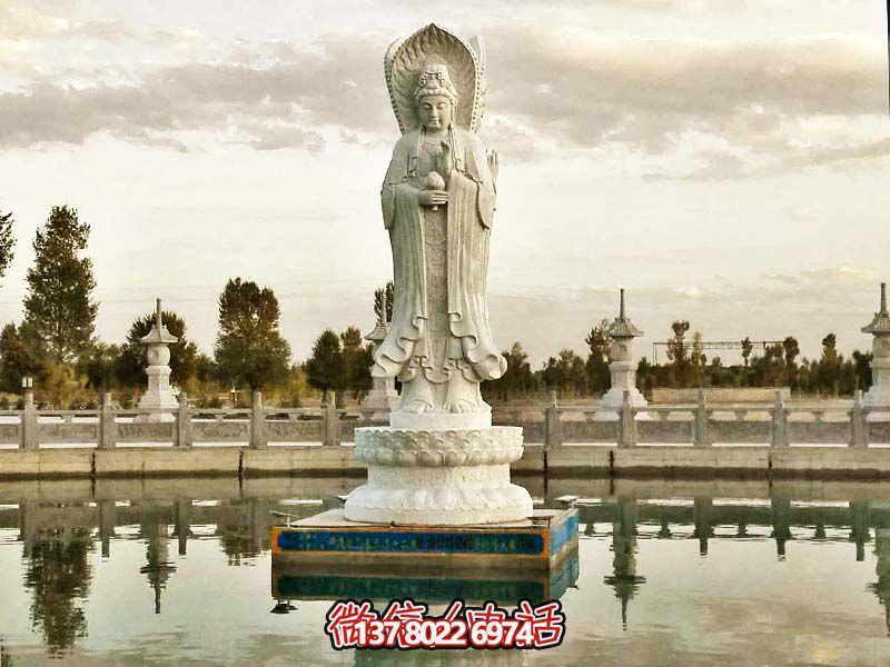 大型漢白玉石雕觀音雕塑，讓你的戶外景區更加完美
