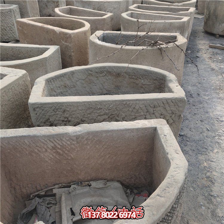 經(jīng)典老石雕，精美大理石槽，美化園林景觀