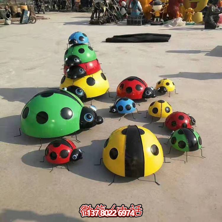 七星仿真玻璃鋼瓢蟲(chóng)雕塑，園林景觀裝飾