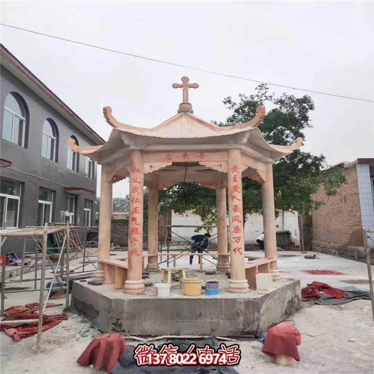 天然大理石涼亭，營造休閑庭院