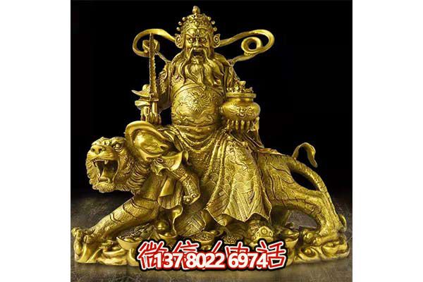 鎏金財神雕塑，招財進寶