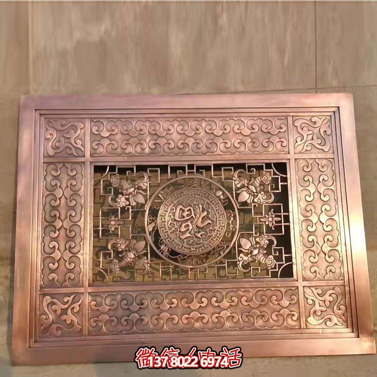 集酒店庭院裝飾黃銅鍛造、鏤空中式壁畫雕塑于一體的藝術裝飾