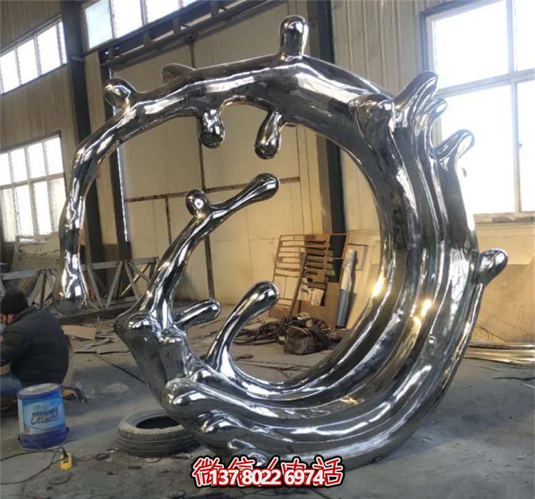 不銹鋼海浪雕塑，鏡面裝飾公園