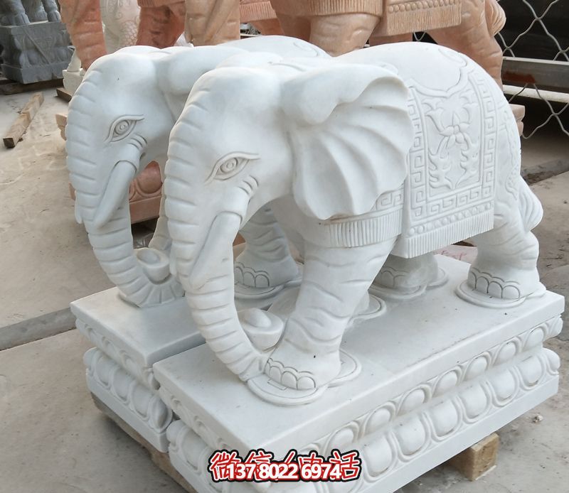 漢白玉雕塑，招財(cái)大象，令您鎮(zhèn)宅景區(qū)庭院更加迷人