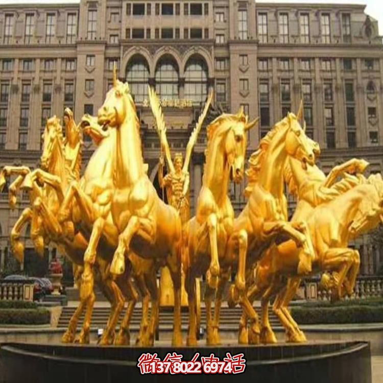 酒店廣場(chǎng)金色阿波羅戰(zhàn)車(chē)景觀銅雕塑