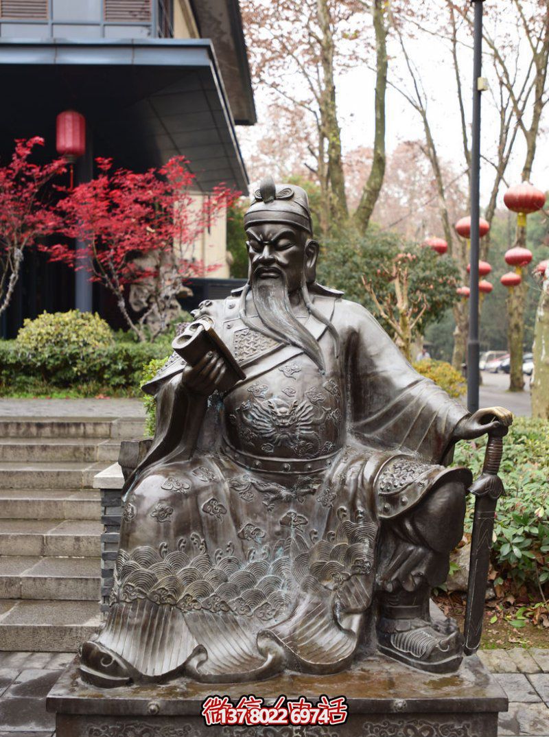 戶(hù)外景區(qū)看書(shū)的銅雕關(guān)公雕塑