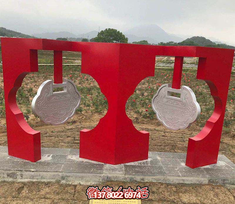 公園創意兩個同心鎖雕塑 公園創意兩個同心鎖雕塑