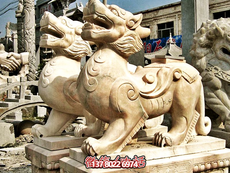 庭院寺廟大理石石雕神獸貔貅雕塑 庭院寺廟大理石石雕神獸貔貅雕塑