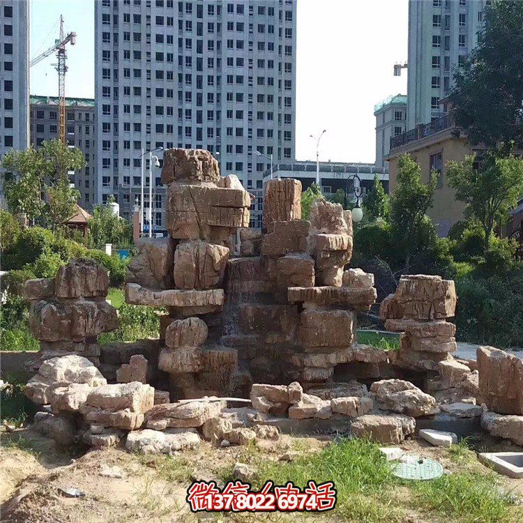 疊石假山，小區園林人造假山水景