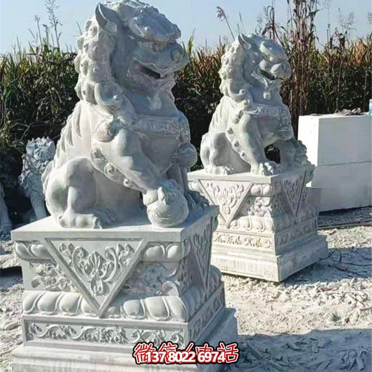 工廠企業(yè)大理石石雕戶(hù)外園林大型獅子擺件